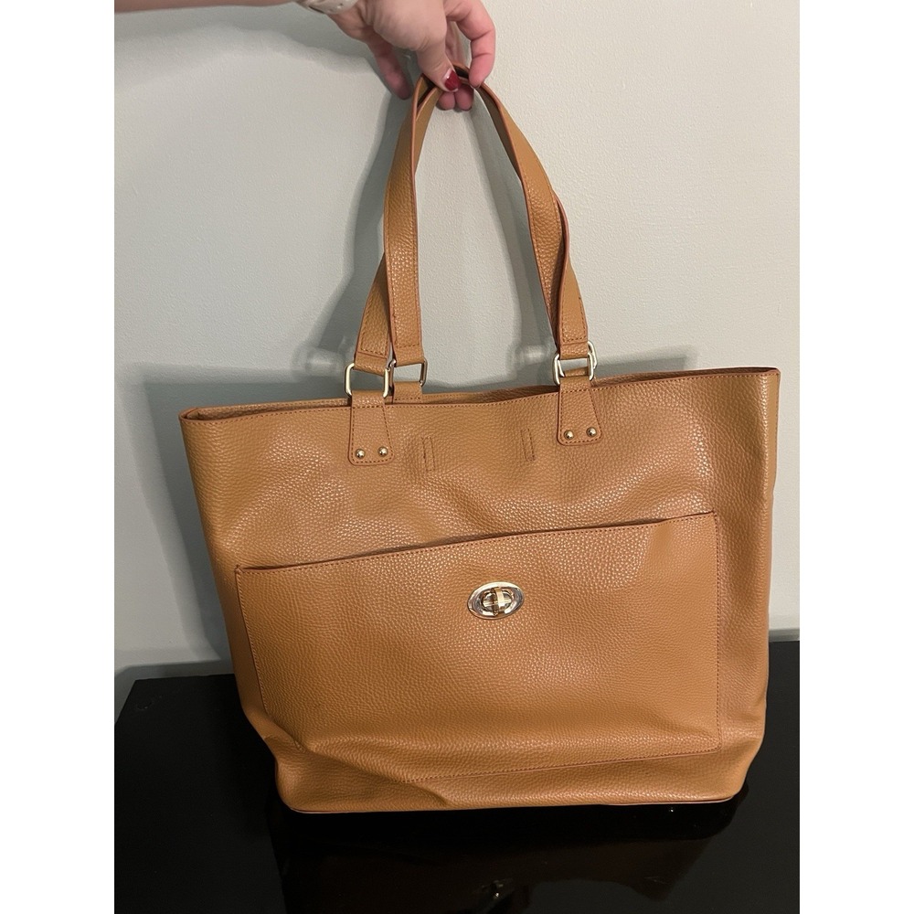 Charming Charlie Work Tote Laptop Shoulder Bag Caramel Travel Women Accessories